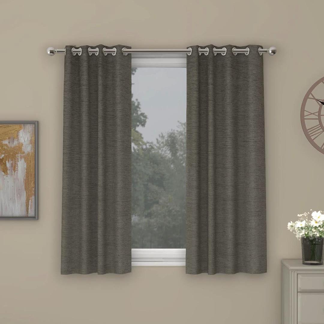 Grace Solids Opus 5 Ft Polyester Window Curtains Set Of 2 (Grey)