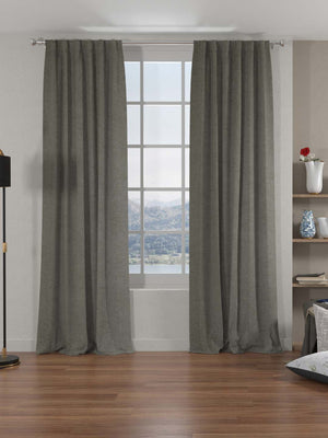 Grace Solids Opus 9 Ft Polyester Door Curtains Set Of 2 (Grey)