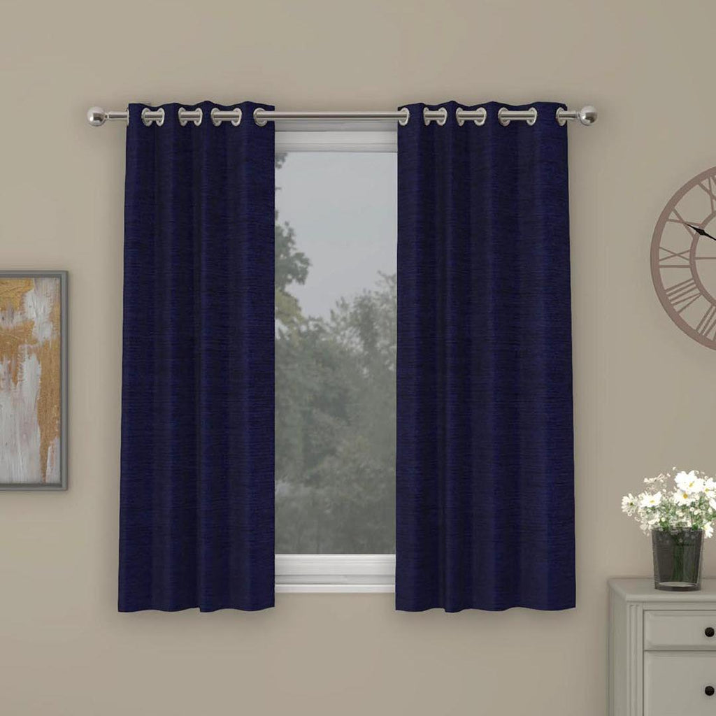 Grace Solids Opus 5 Ft Polyester Window Curtains Set Of 2 (Indigo)