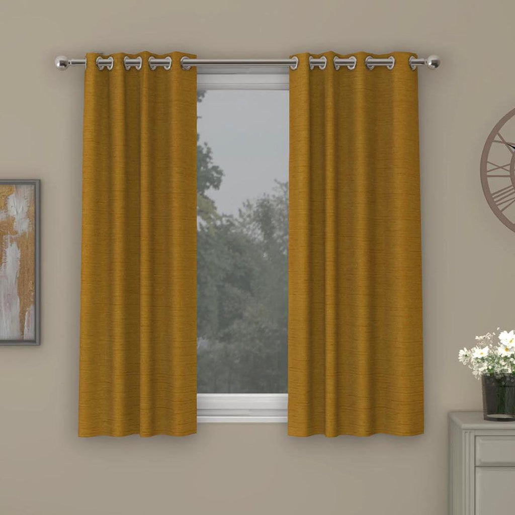 Grace Solids Opus 5 Ft Polyester Window Curtains Set Of 2 (Mustard)