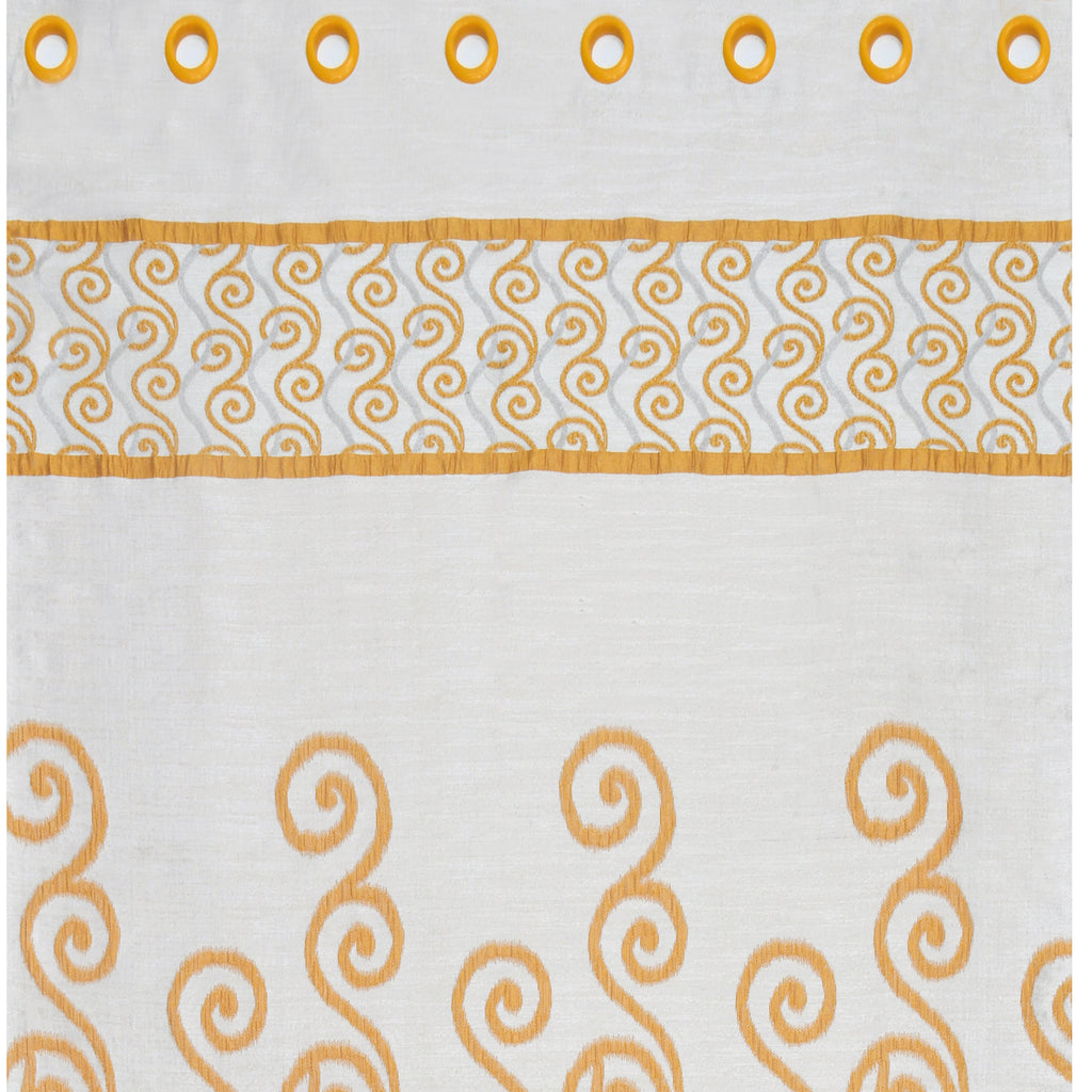 Grace Jacquard Abstract 7 Ft Polyester Door Curtains Set Of 2 (Mustard)