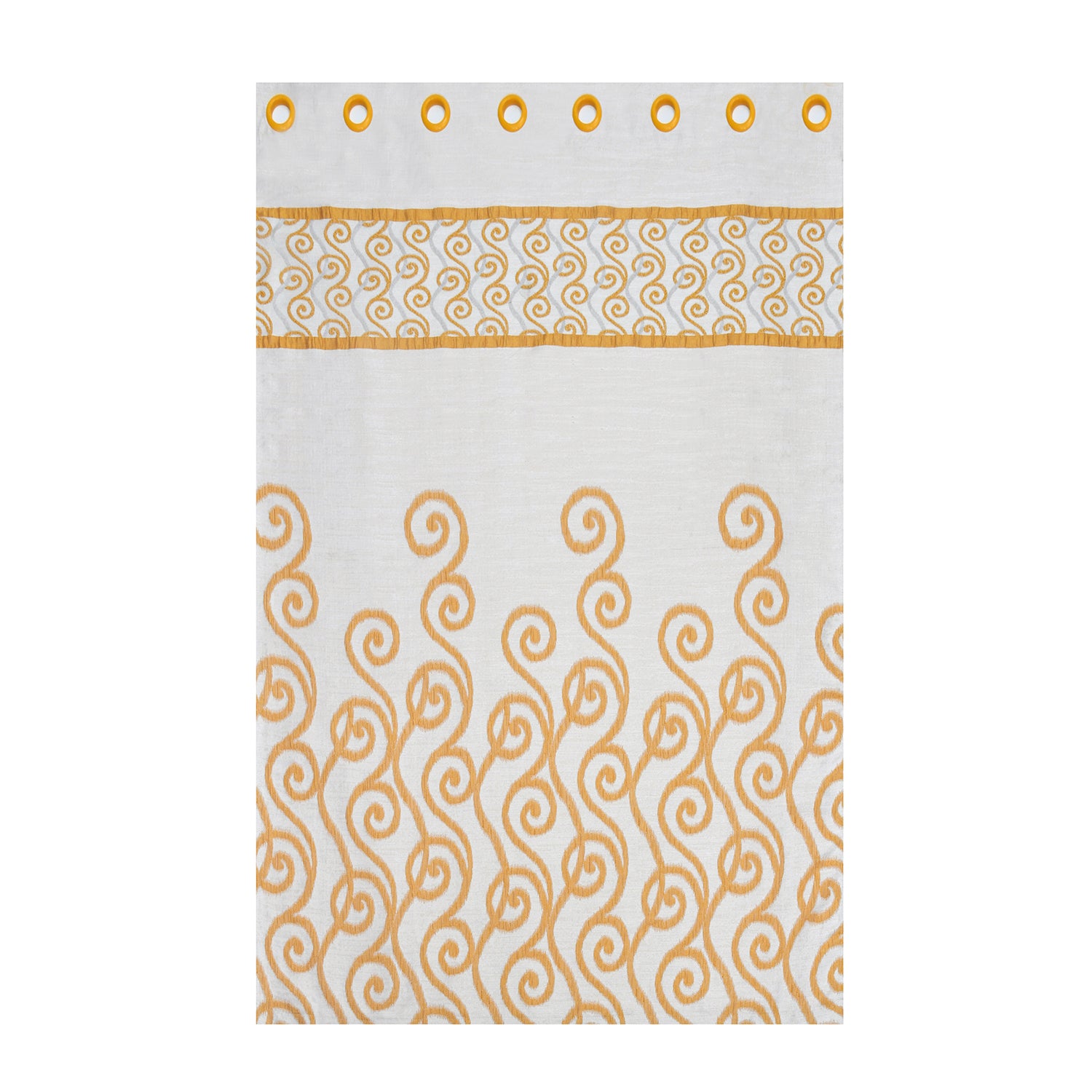 Grace Jacquard Abstract 9 Ft Polyester Long Door Curtains Set Of 2 (Mustard)