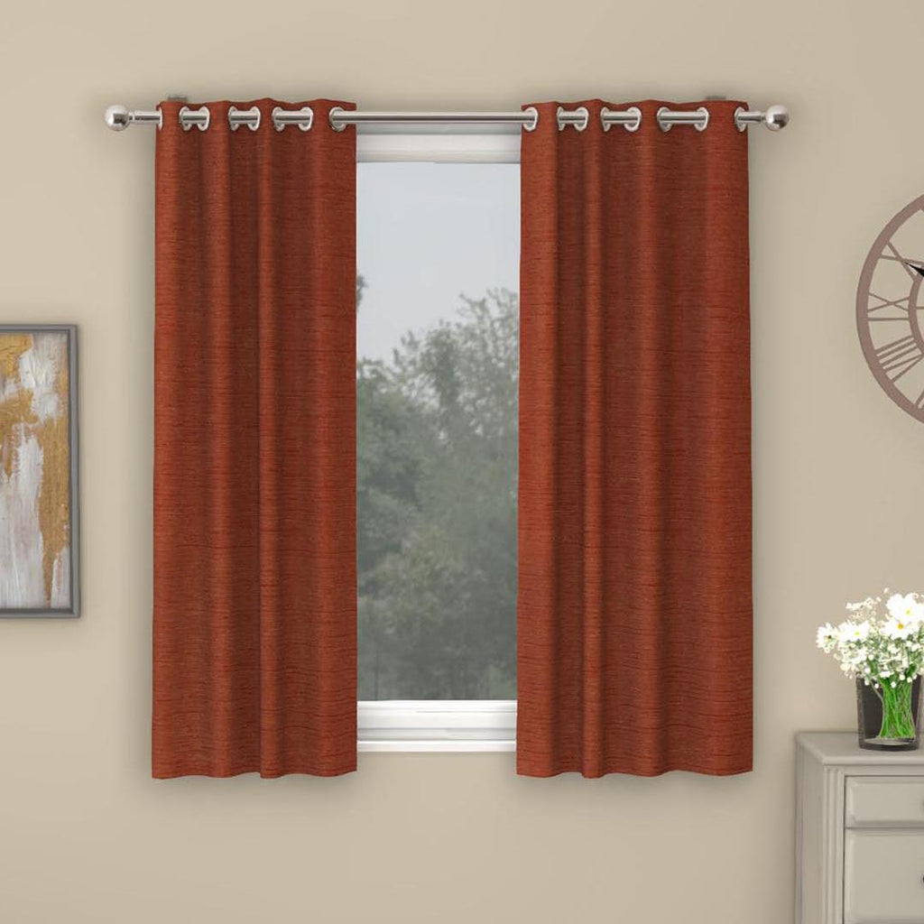 Grace Solids Opus 5 Ft Polyester Window Curtains Set Of 2 (Rust)