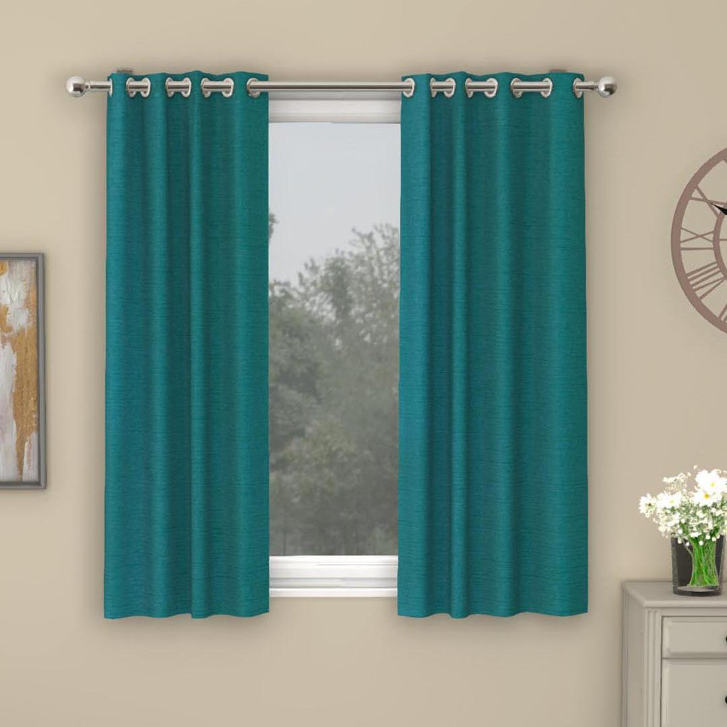 Grace Solids Opus 5 Ft Polyester Window Curtains Set Of 2 (Seagreen)