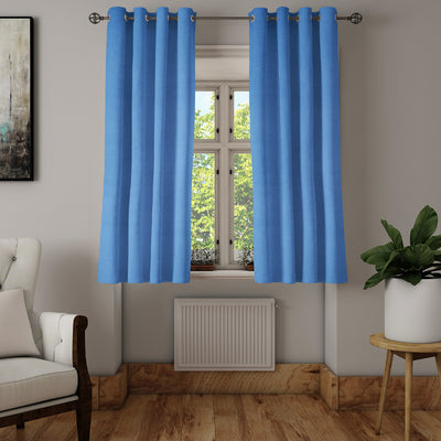 Visto Solid Blackout 5 Ft Polyester Window Curtains Set of 2 (Blue)