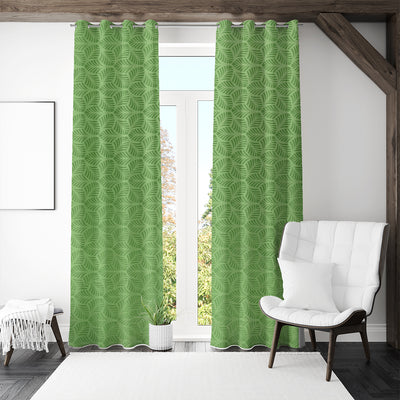 Veera Jacquard Floral 7 Ft Polyester Door Curtains Set of 2 (Green)