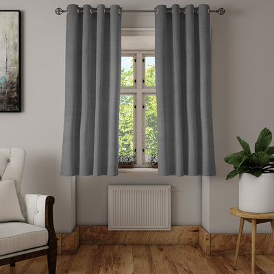 Visto Solid Blackout 5 Ft Polyester Window Curtains Set of 2 (Grey)