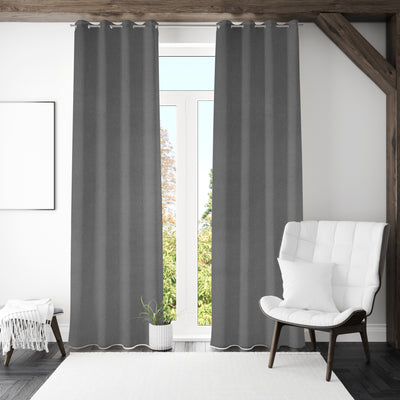 Visto Solid Blackout 7 Ft Polyester Door Curtains Set of 2 (Grey)