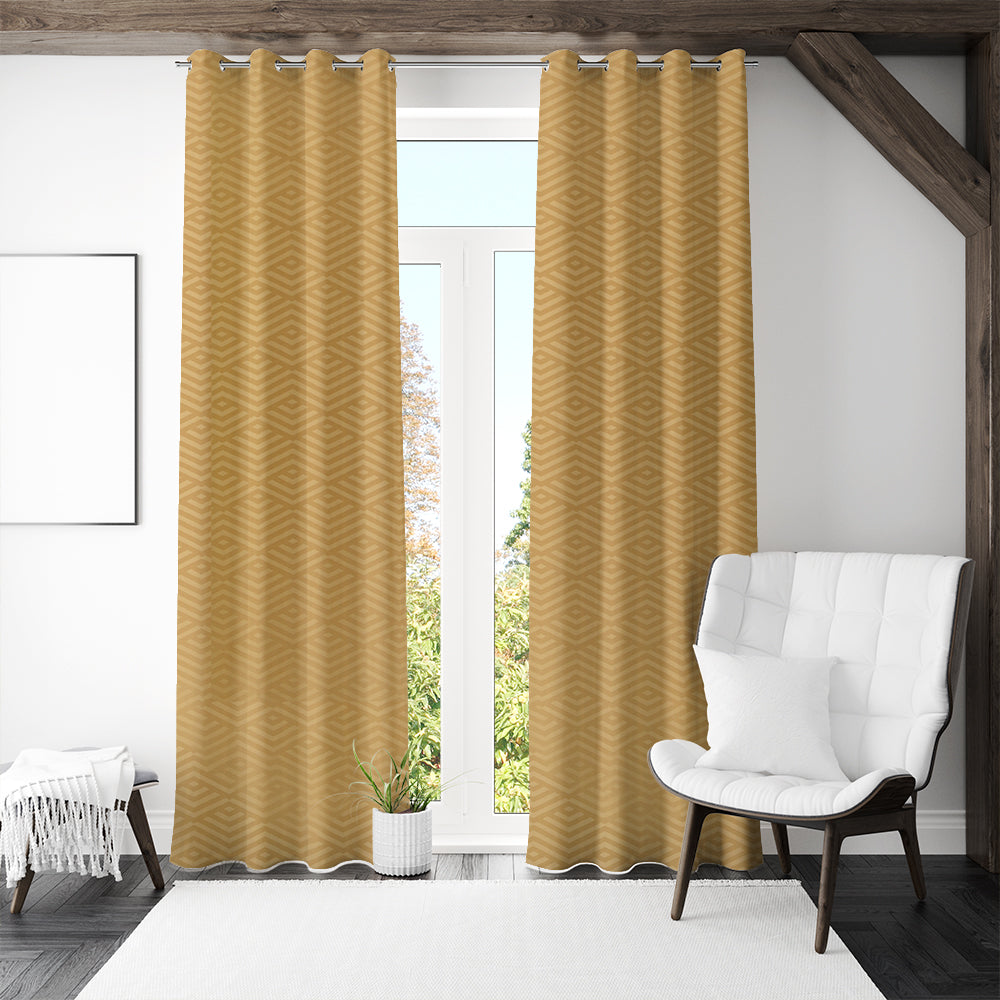 Veera Jacquard Abstract 9 Ft Polyester Long Door Curtains Set of 2 (Dark Beige)