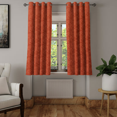 Veera Jacquard Abstract 5 Ft Polyester Window Curtains Set of 2 (Rust)