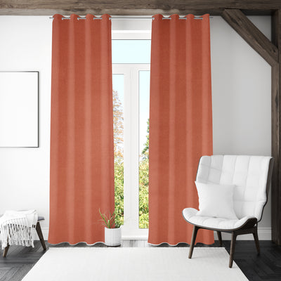 Visto Solid Blackout 7 Ft Polyester Door Curtains Set of 2 (Rust)