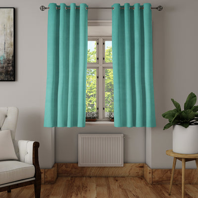 Visto Solid Blackout 5 Ft Polyester Window Curtains Set of 2 (Seagreen)