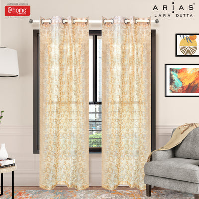 Arias Luxuria Sheers Damask 7 Ft Crepe Organza Door Curtain Set of 2 (Off White)