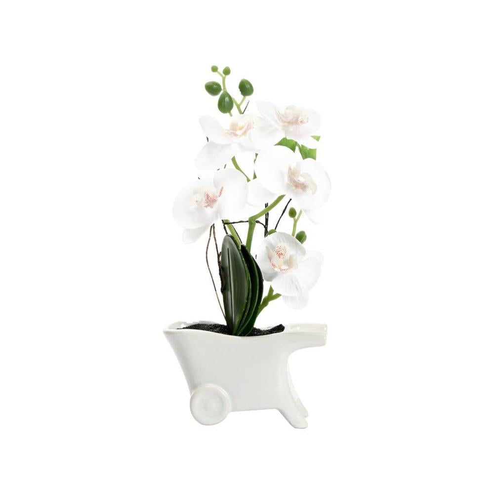 Orchid Cart Potted Plant (White)