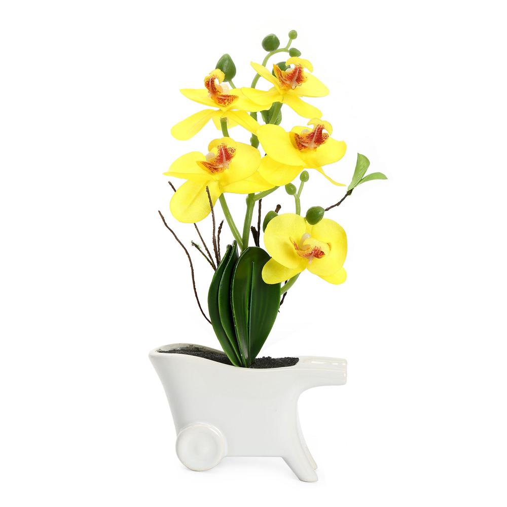 Cart Orchid Potted Plant (Yellow)