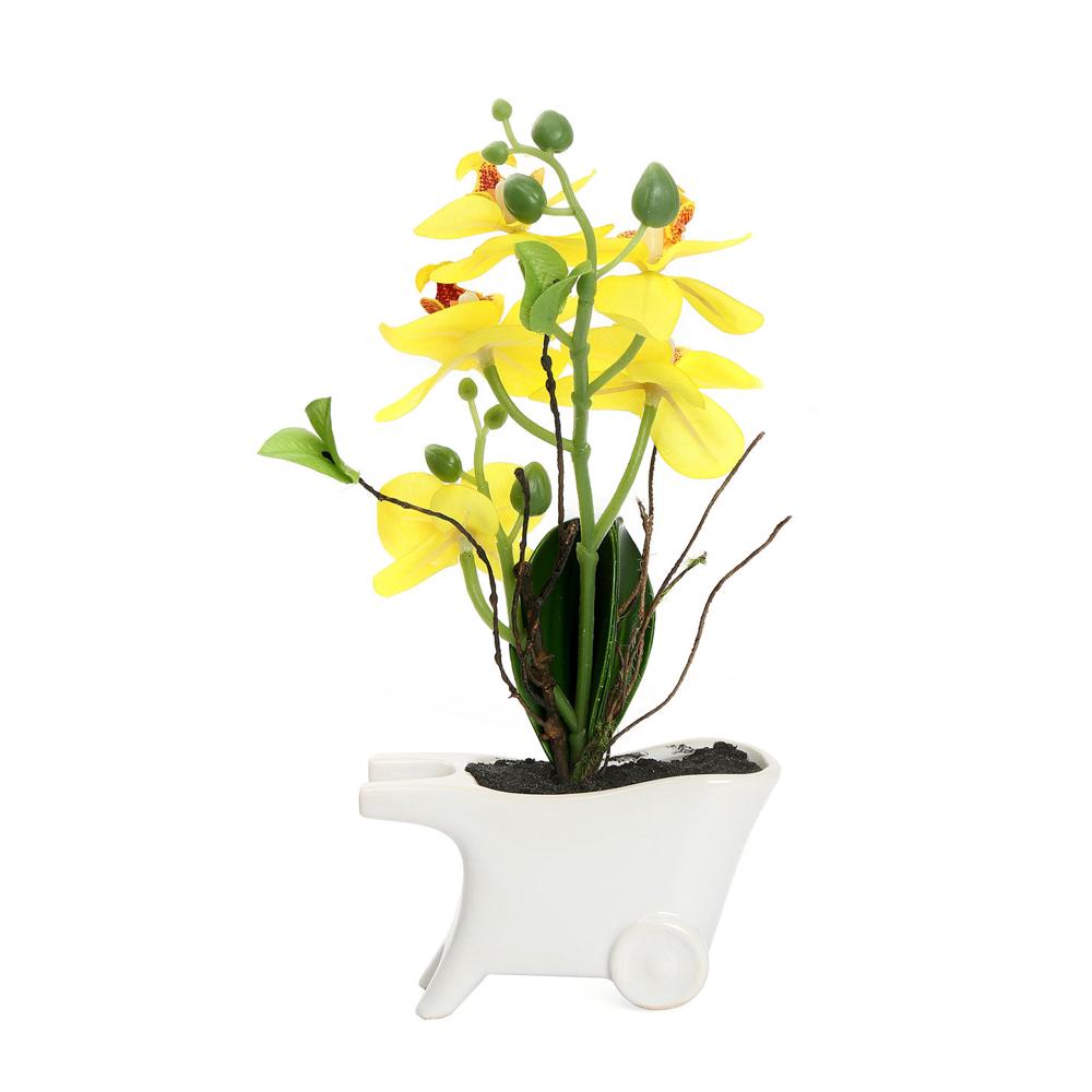 Cart Orchid Potted Plant (Yellow)