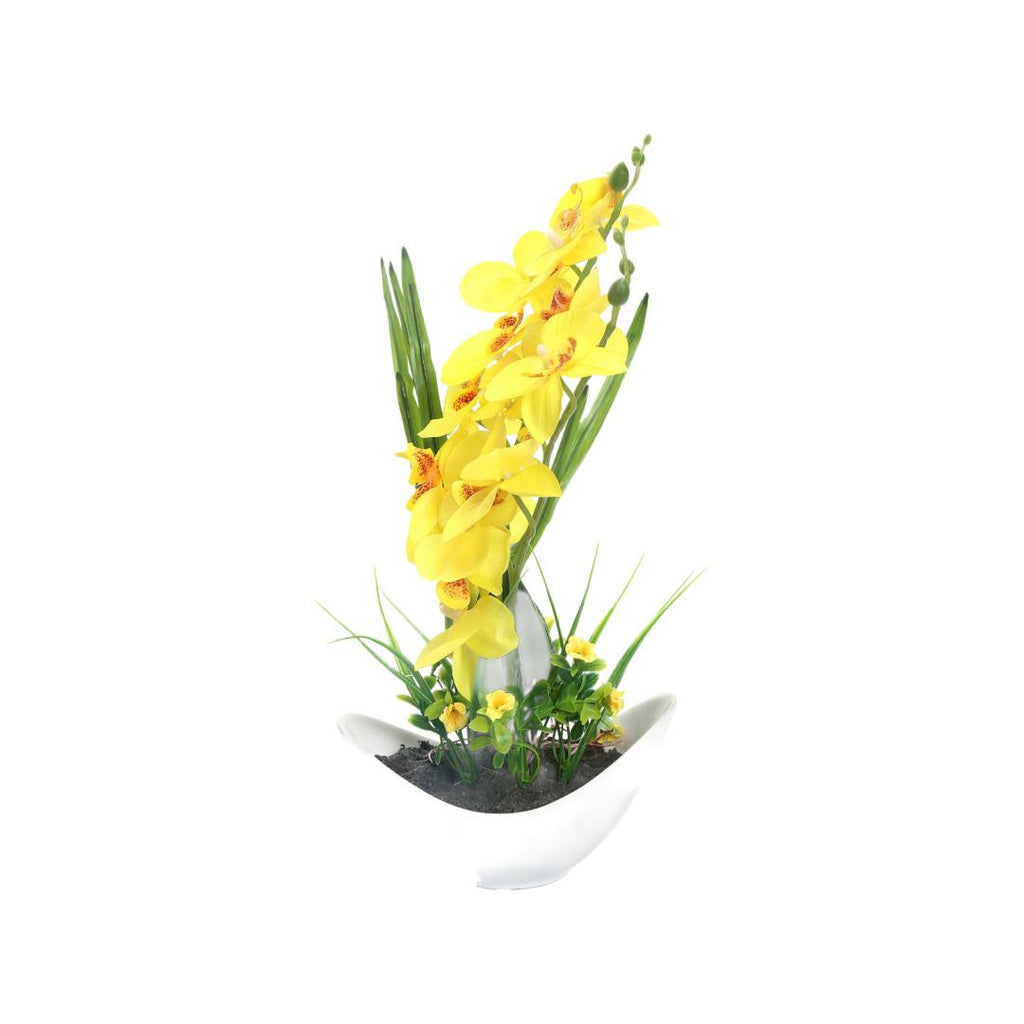 Orchid Bowl Potted Plant (Yellow)