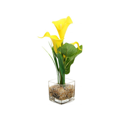 Lilly Glass Potted Plant (Yellow)