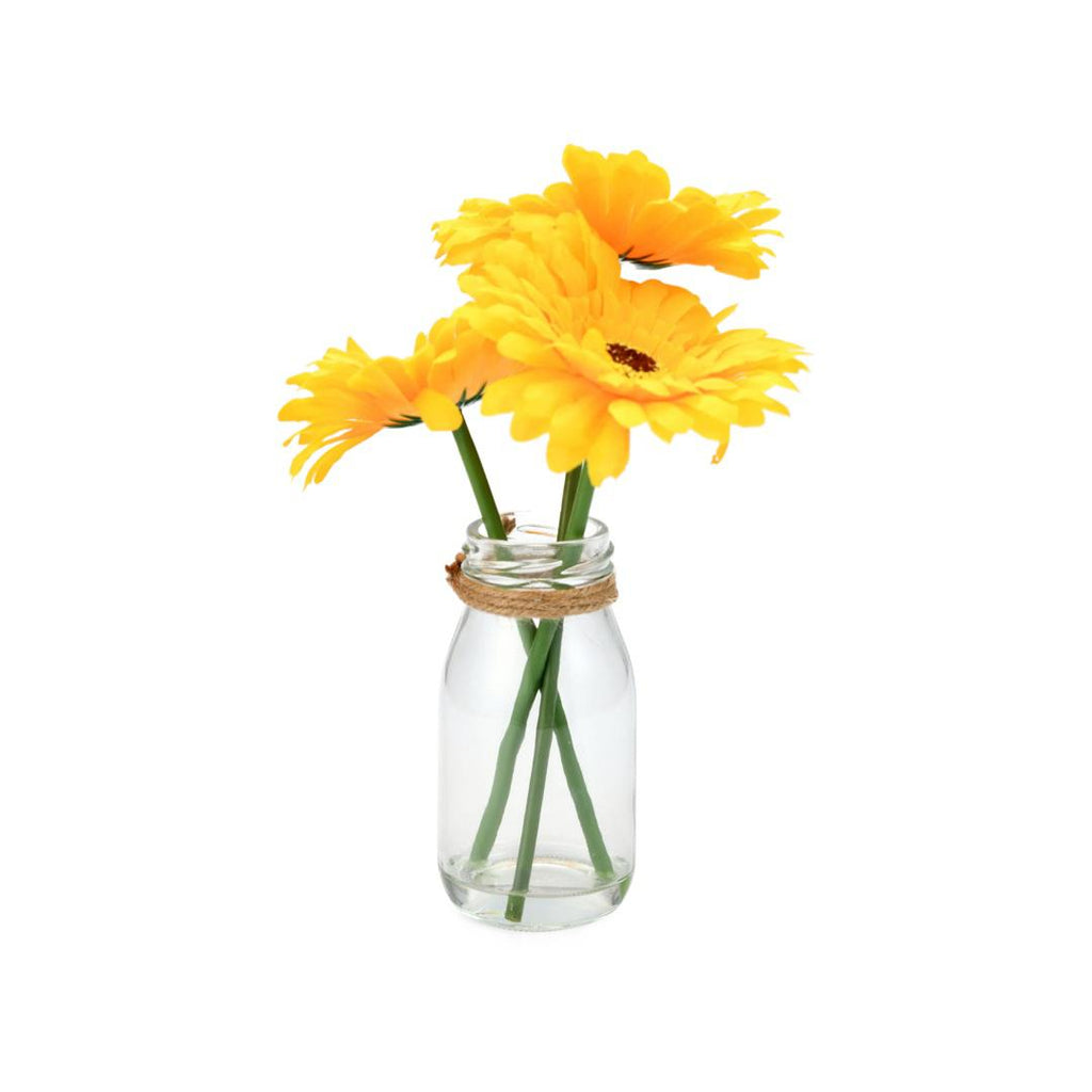 Glass Bottle Gerbera Potted Plant (Yellow)