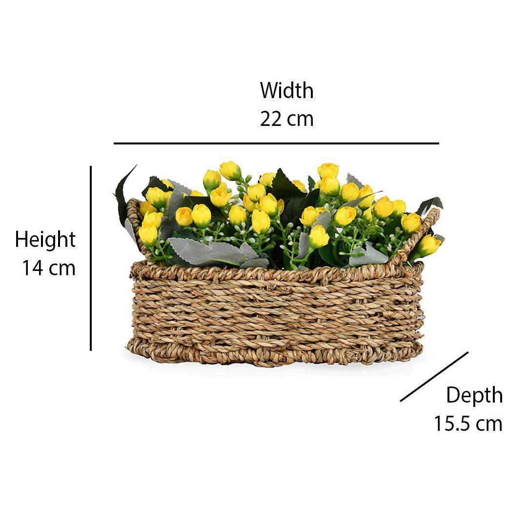 Rose Buds Basket Potted Plant (Yellow)
