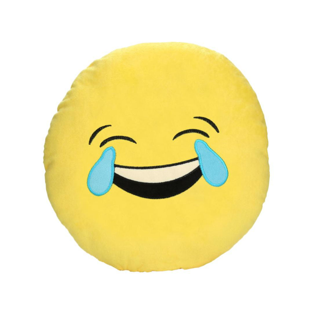 Smiley Joy Tear Emoji Polyester 14" x 14" Filled Cushion (Yellow)