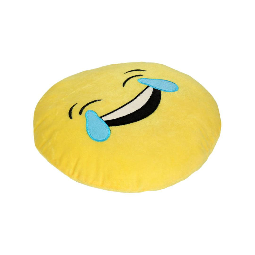 Smiley Joy Tear Emoji Polyester 14" x 14" Filled Cushion (Yellow)