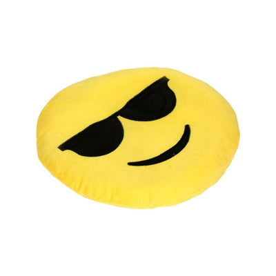 Smiley Sunglasses Emoji Polyester 14" x 14" Filled Cushion (Yellow)