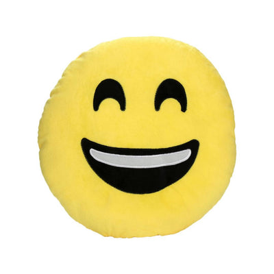 Smiley Laugh Emoji Polyester 14" x 14" Filled Cushion (Yellow)