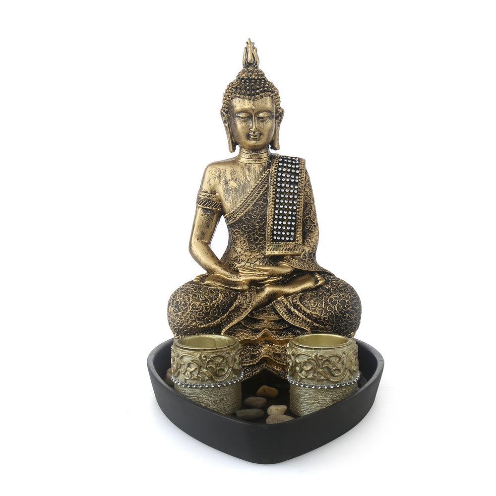 Devotional Buddha Moksha Polyresin Showpiece (Brown)