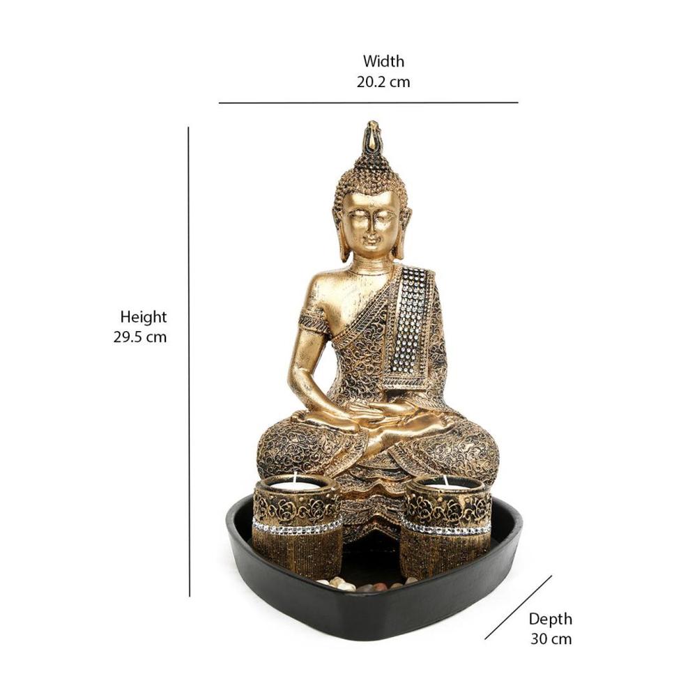 Devotional Buddha Moksha Polyresin Showpiece (Brown)