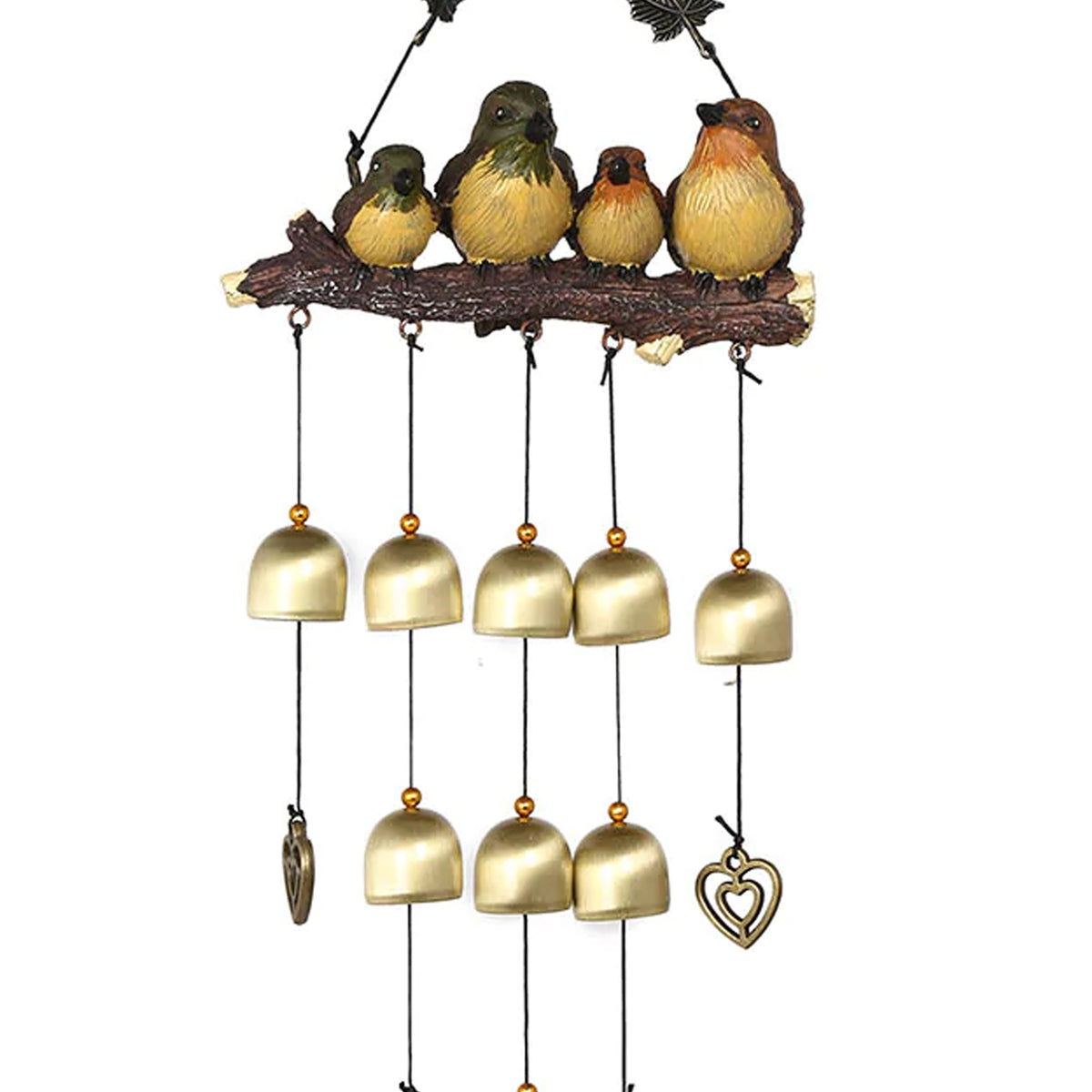 Hanging Bird on a Branch Large Windchime (Gold)
