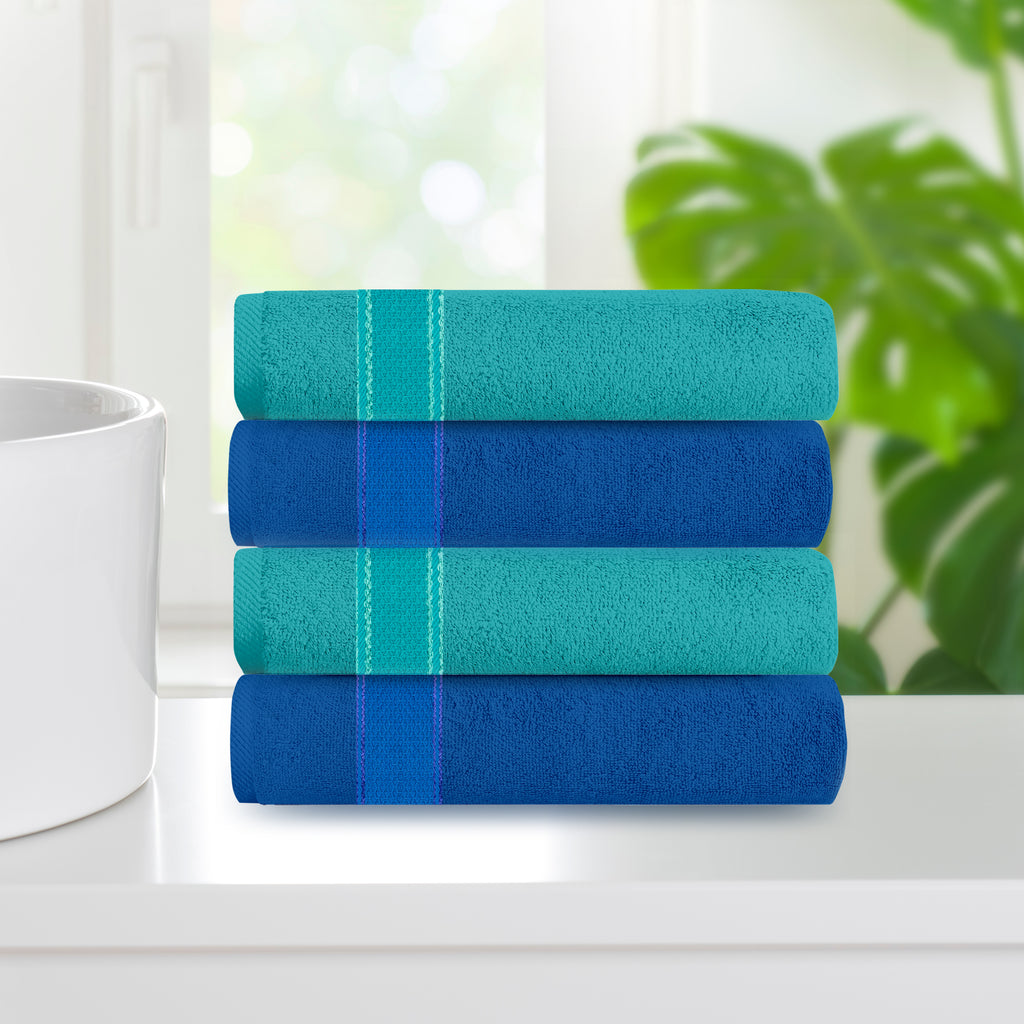 Aquacado 38 x 58 cm Hand Towel Set Of 4 Turq Blue & Irish Blue