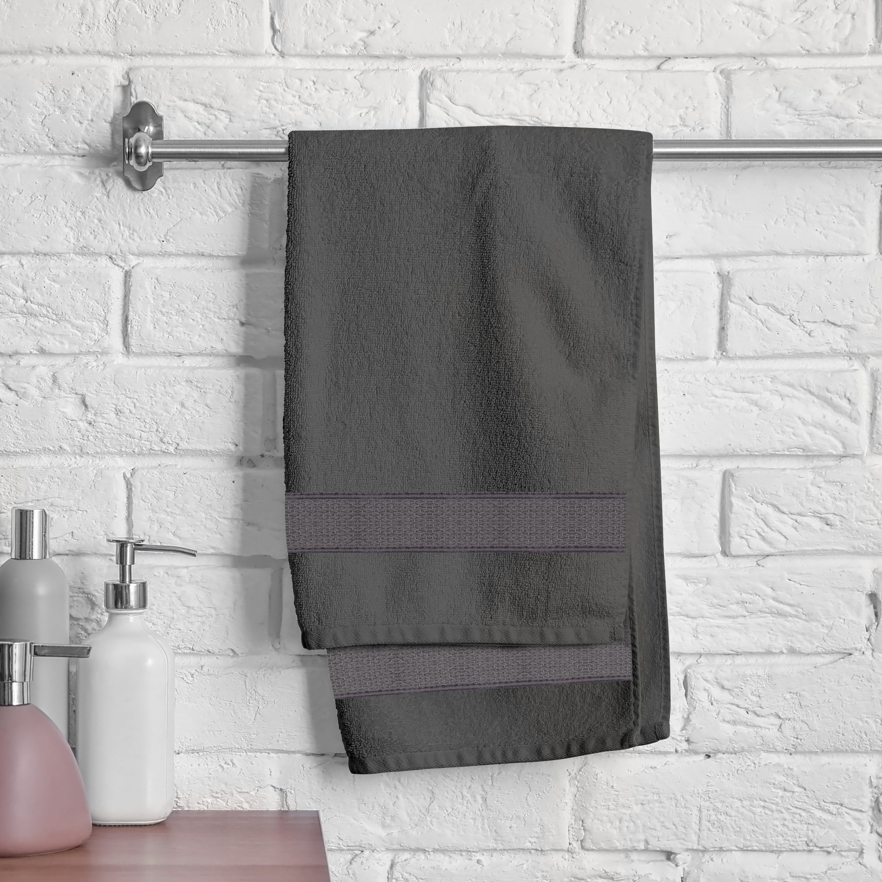 Aquacado 38 x 58 cm Hand Towel Set Of 4 Charcoal Grey & Turq Blue
