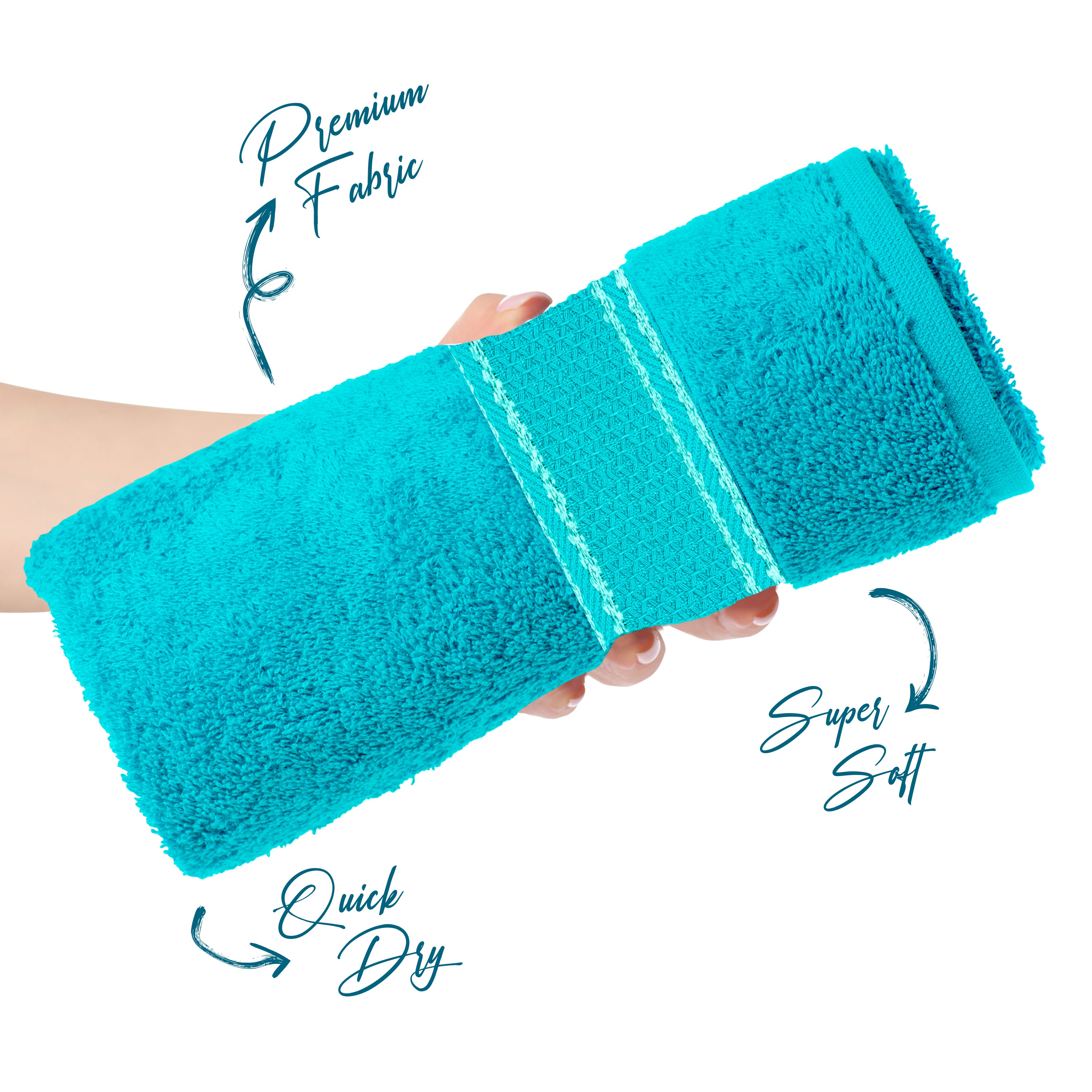 Aquacado 38 x 58 cm Hand Towel Set Of 4 Charcoal Grey & Turq Blue