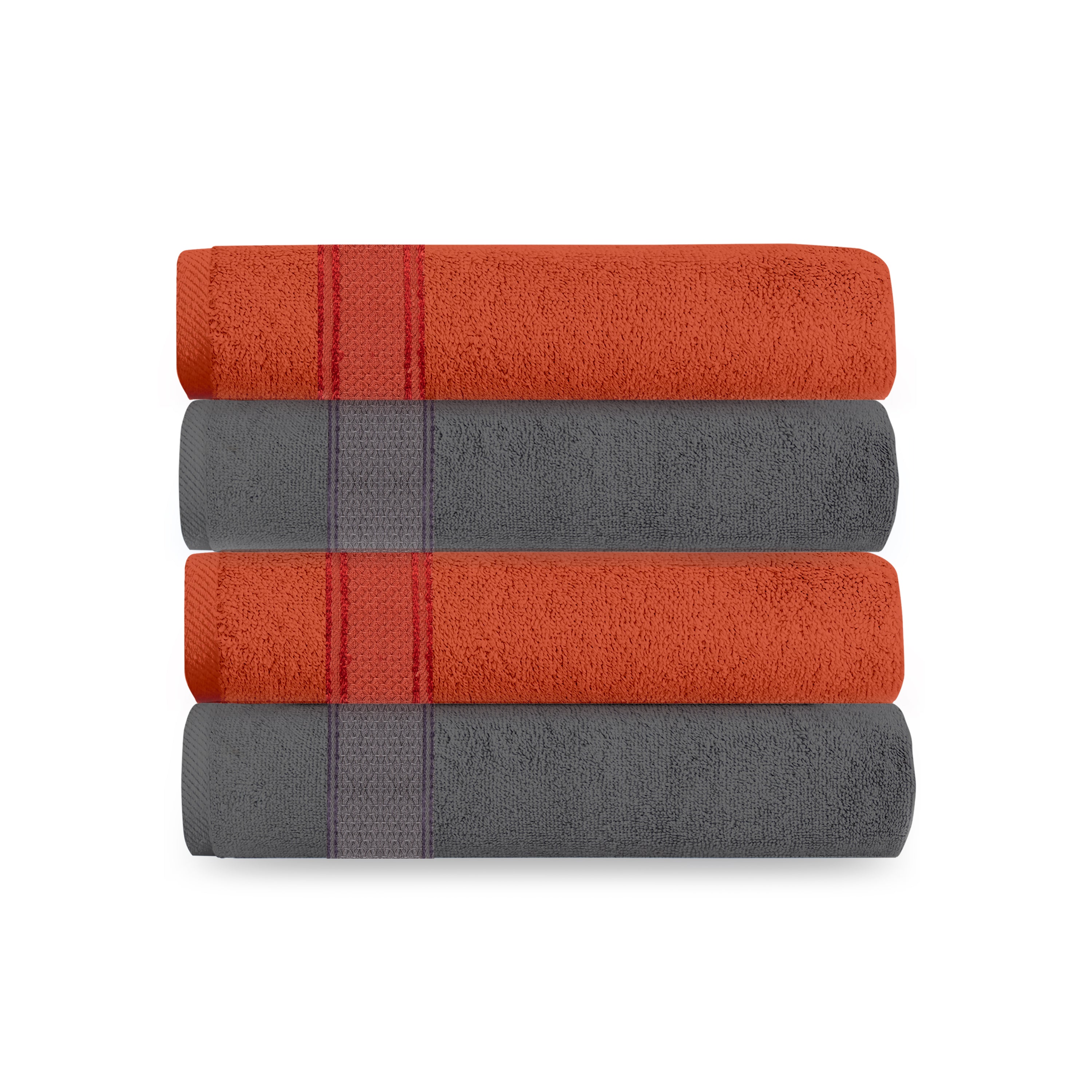 Aquacado 38 x 58 cm Hand Towel Set Of 4 Charcoal Grey & Rust