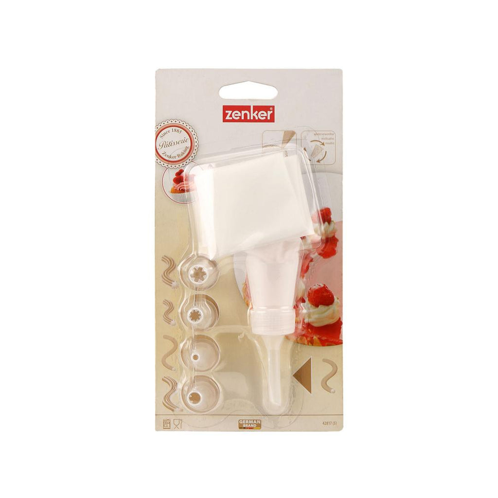 Piping Bag with 4 Nozzles (White)