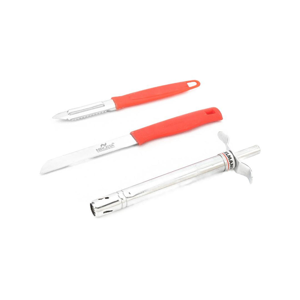 Tecno Lighter, Peeler & Knife (Silver)