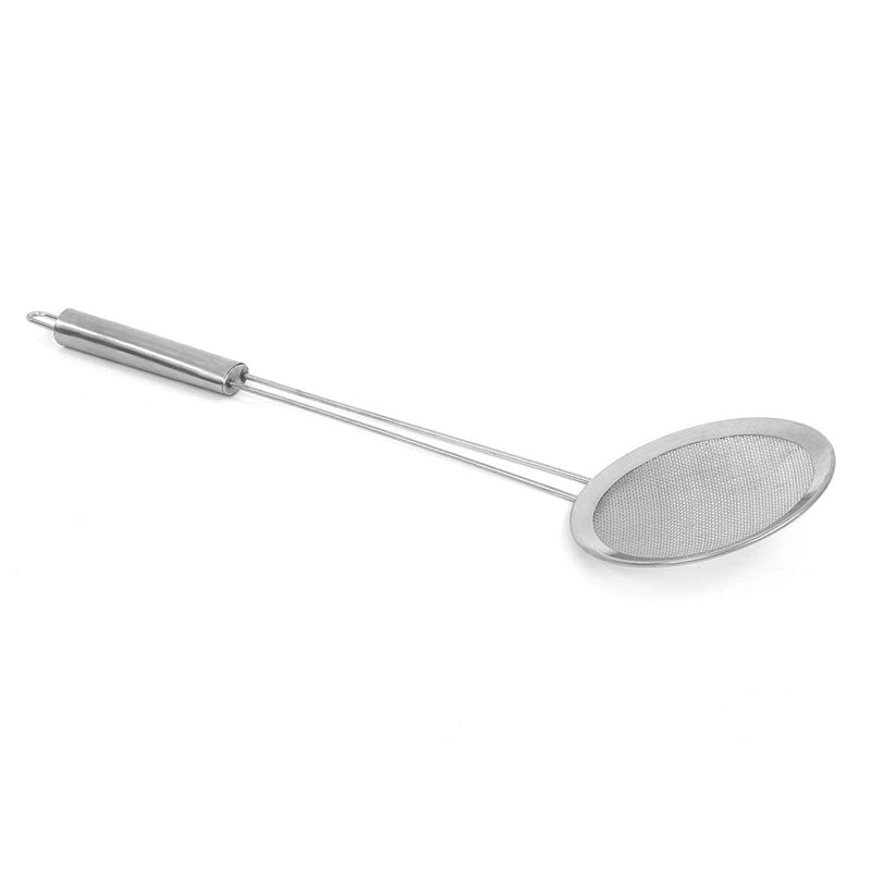 Stainless Steel Large Size Jara Frying Strainer With Handle (Grey)