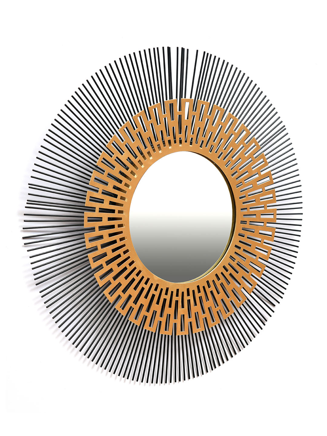 Cleopatra Round Decorative Metal Frame Mirror (Black & Gold)