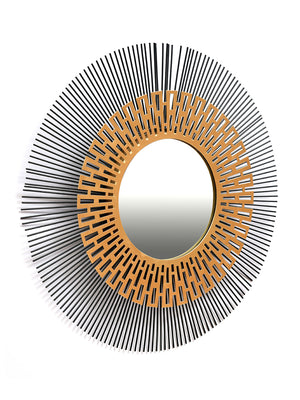 Cleopatra Round Decorative Metal Frame Mirror (Black & Gold)