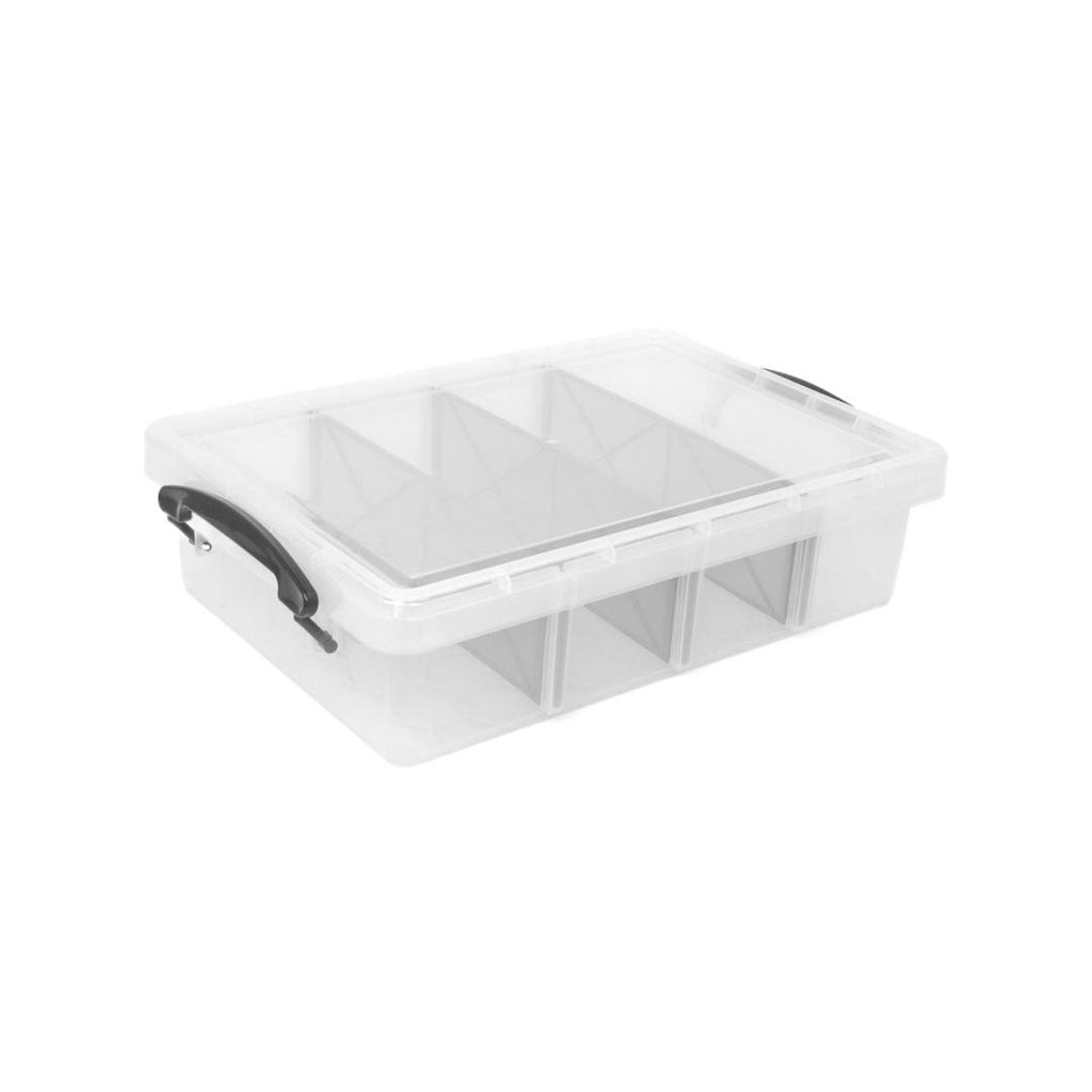 Plastic Storage Tray with 4 Dividers (Clear)