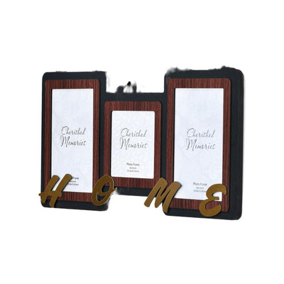 3 Pics Collage Home Photo Frame (Black & Gold)