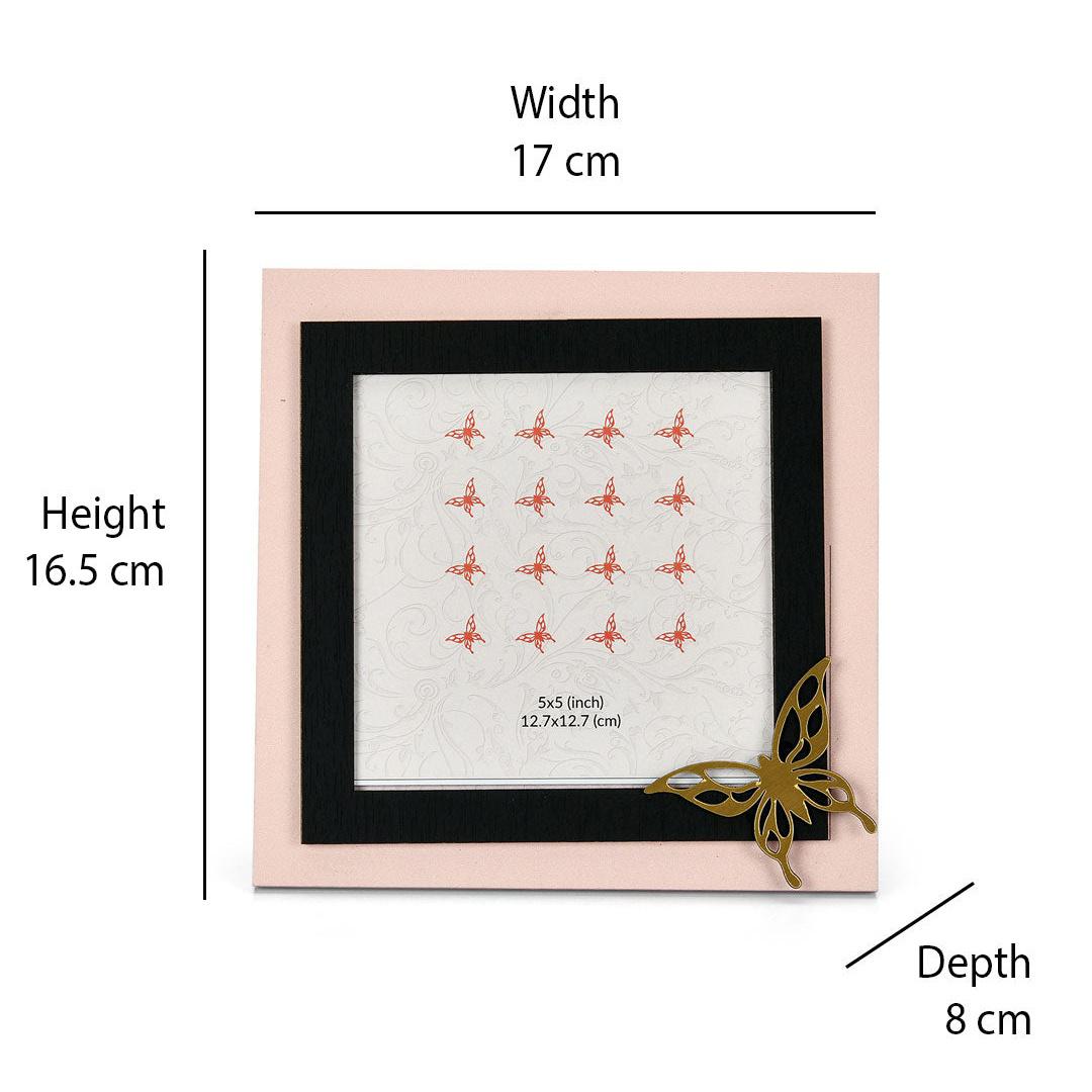 Single Butterfly Square Photo Frame 18 x 18 cm (Onion)