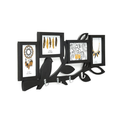 4 Pictures Birds With Hooks Photo Frame (Black)