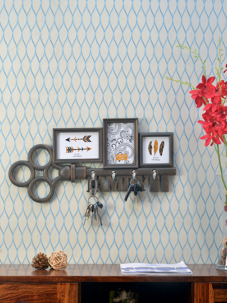 3 Pic Family Key Wth Hook Collage (Brown)