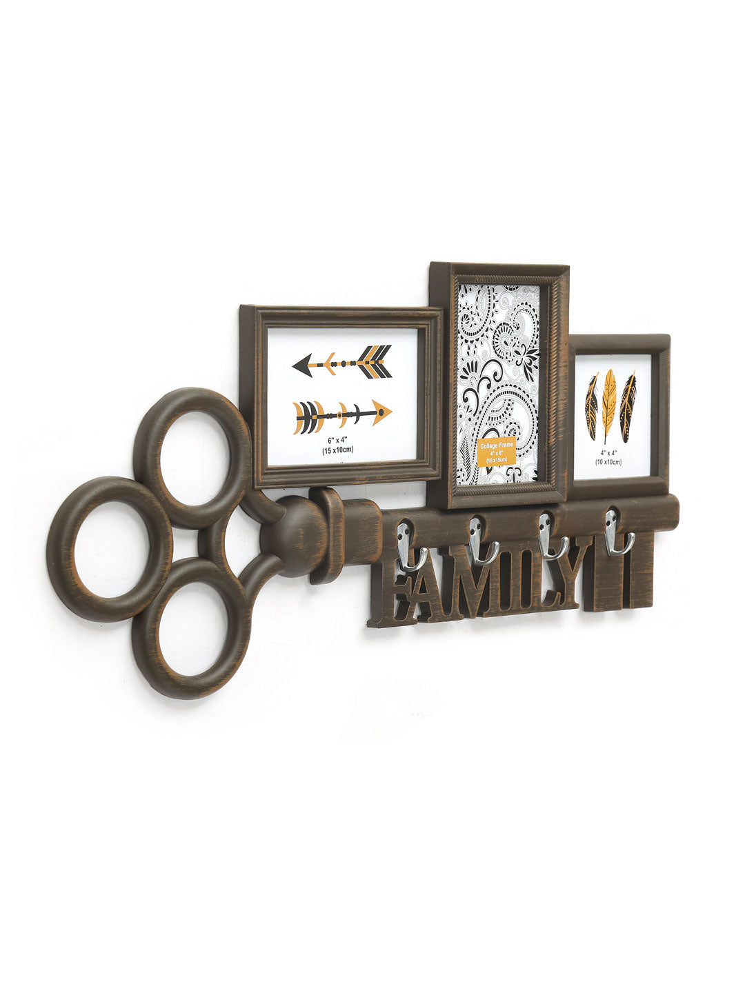 3 Pic Family Key Wth Hook Collage (Brown)
