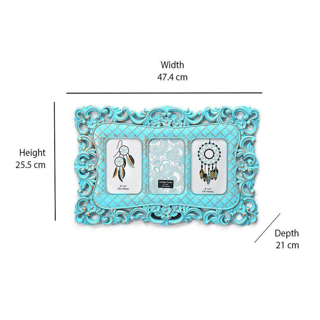 3 Pics Scroll Collage Photo Frame (Green)