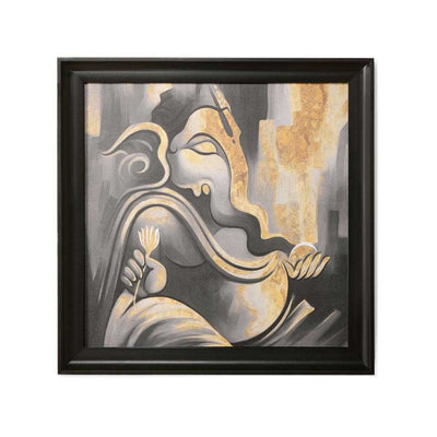 Meditating Ganesha Painting (Black & Gold)