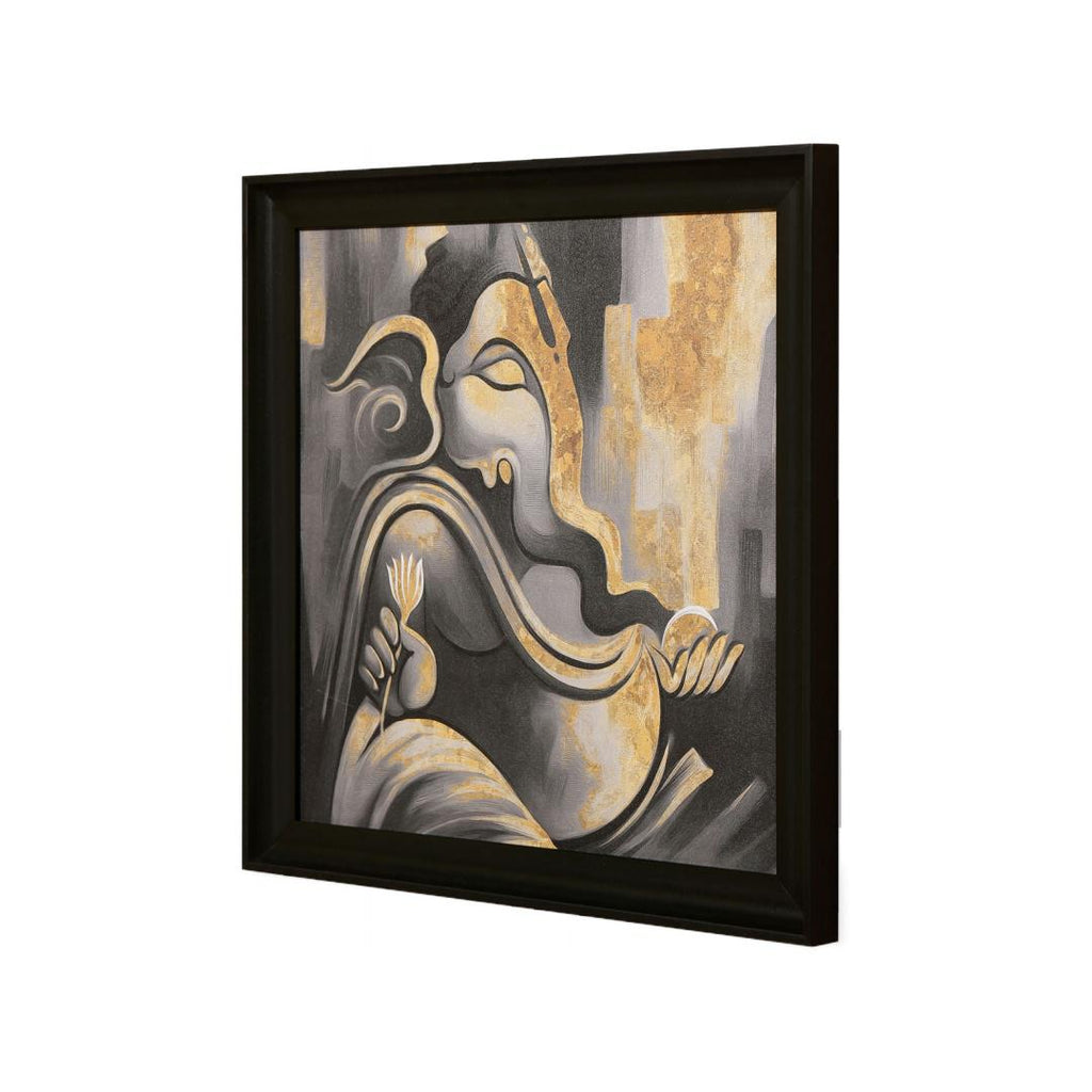 Meditating Ganesha Painting (Black & Gold)