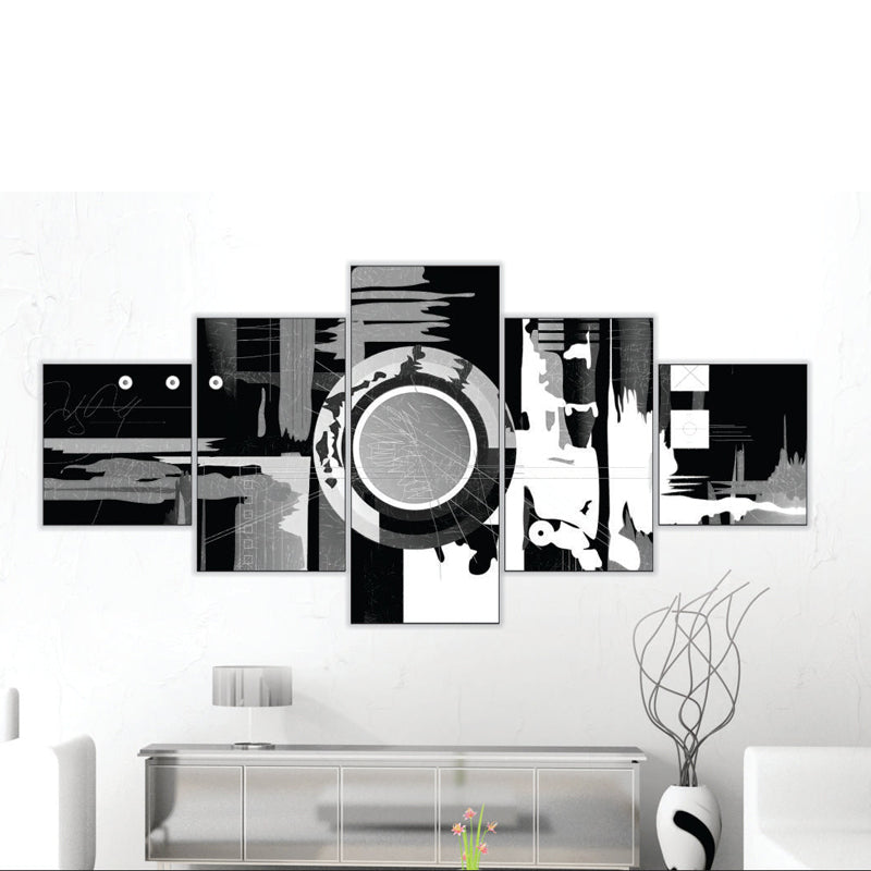 Abstract Art Painting With 5 Panel (Black & White)